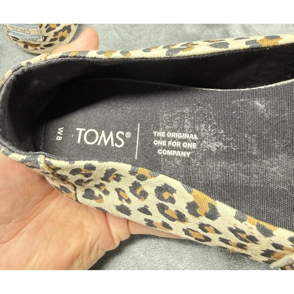 Toms Classic Alpargata Flats Womens 8 Leopard Print Canvas Slip On Shoes